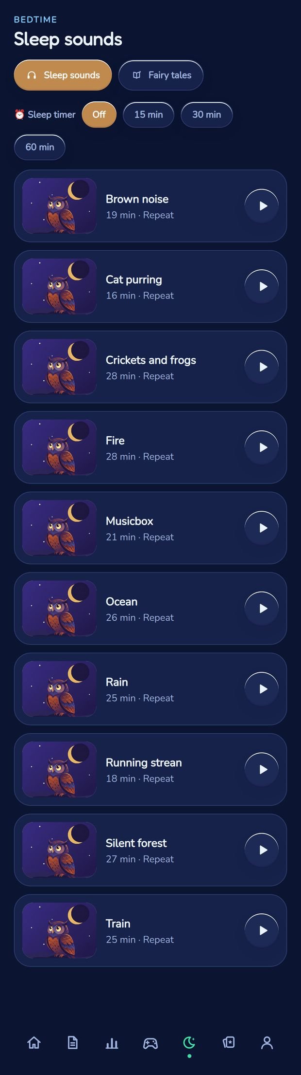 Bedtime tales and sounds
